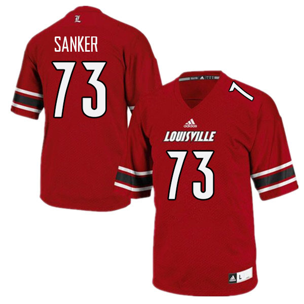 Men #73 Madden Sanker Louisville Cardinals College Football Jerseys Stitched Sale-Red - Click Image to Close